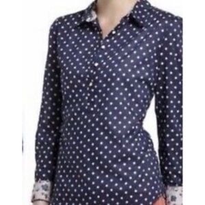 Anthropologie Trovata Birds of Paradise Blue Polka Dot Sheer Lace Back M